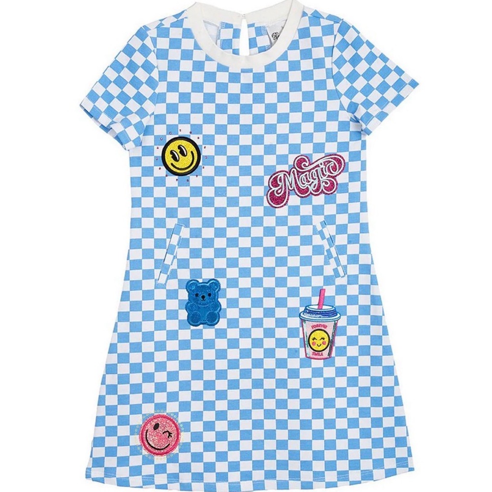 Rare Editions Blue and White Checkered Kids Dress